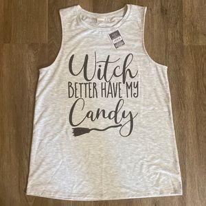 Sleeveless Halloween glitter black vinyl shirt. West Loop. Size medium